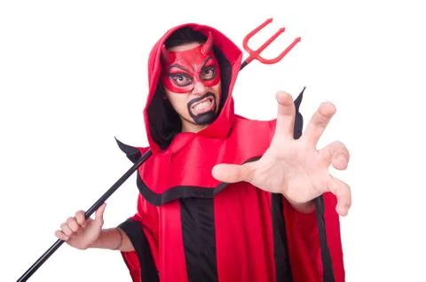Man devil in red costume Foto stock