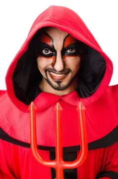 Man devil in red costume 스톡 사진