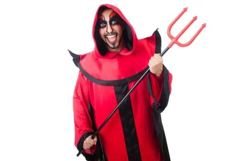 Man devil in red costume 스톡 사진