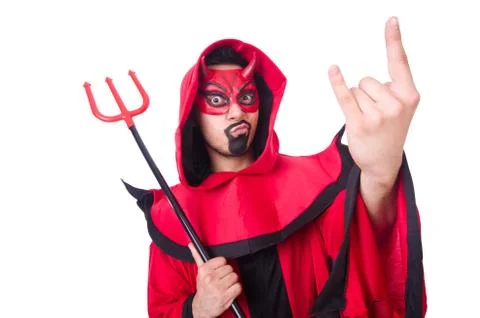 Man devil in red costume Foto stock
