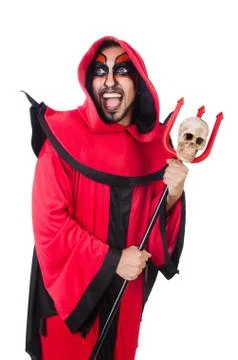 Man devil in red costume Foto stock
