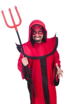Man devil in red costume 스톡 사진