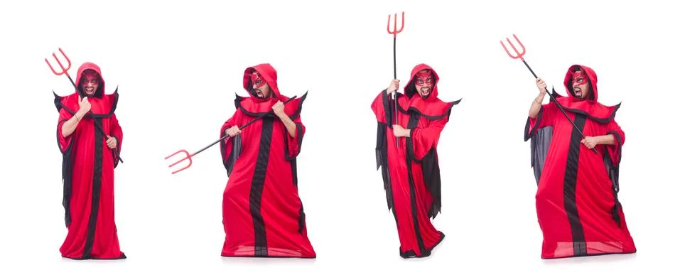 Man devil in red costume 스톡 사진
