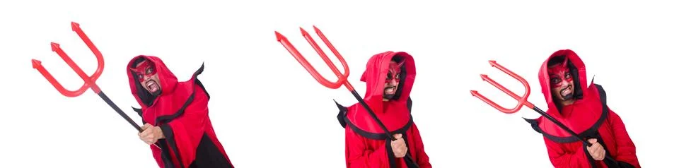 Man devil in red costume Foto stock