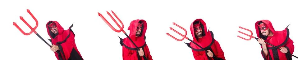 Man devil in red costume 스톡 사진