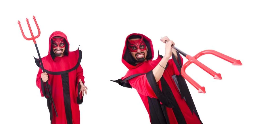 Man devil in red costume 스톡 사진