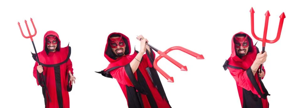 Man devil in red costume 스톡 사진