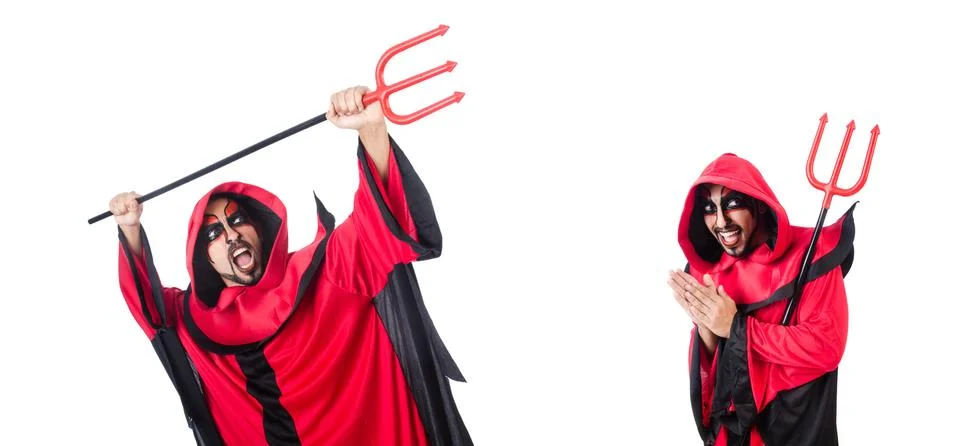 Man devil in red costume 스톡 사진