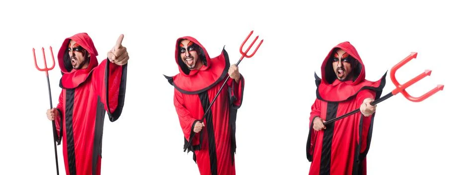 Man devil in red costume Foto stock
