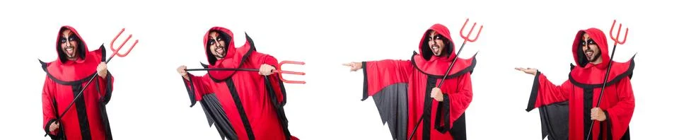 Man devil in red costume Stock Photos