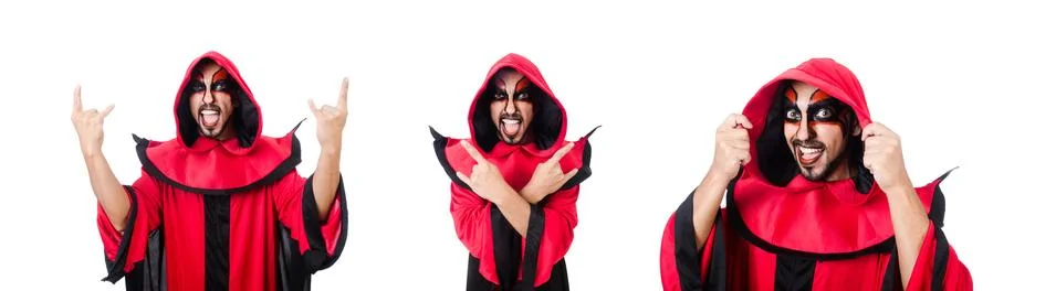 Man devil in red costume Foto stock