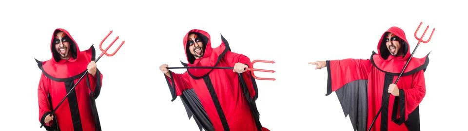 Man devil in red costume Foto stock