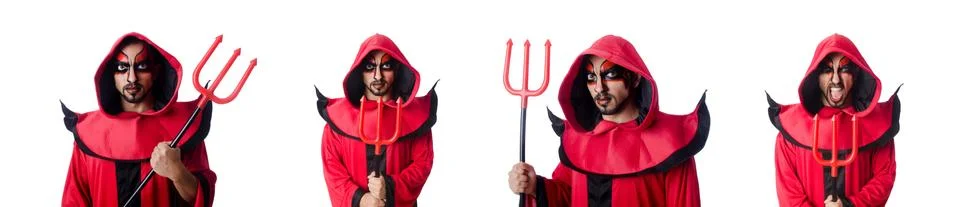 Man devil in red costume Stock Photos