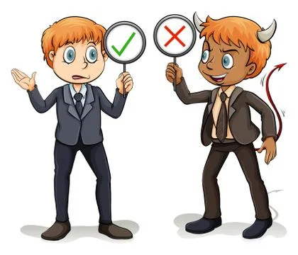 Man with a devil's advocate Stock Illustration
