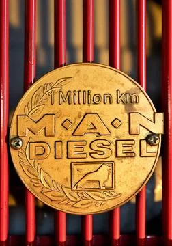  MAN Diesel 02.tif MAN Diesel Oldtimer Kipper, Sattel, Pritsche, Laufleist... Stock Photos