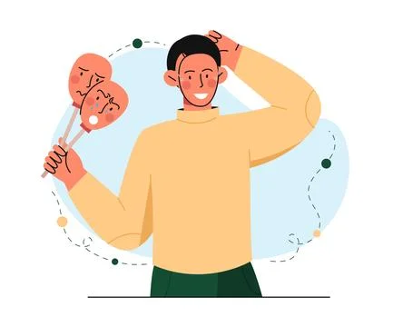Man with different emotions vector Stock Illustration