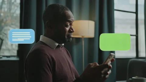 A man in different settings uses his phone, reflecting modern life Stock Footage 316820813