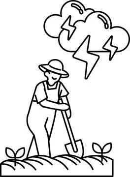 A man is digging in the dirt with a shovel Stock Illustration