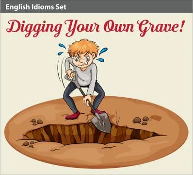 A man digging a grave Stock Illustration