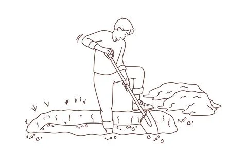 Man digging grave Stock Illustration