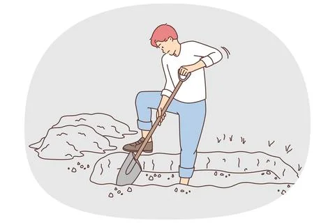 Man digging grave Stock Illustration