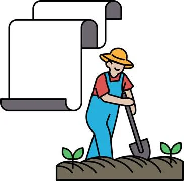 A man is digging a hole in the dirt Stock Illustration