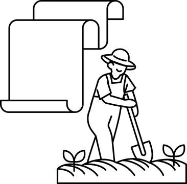A man is digging a hole in the dirt Stock Illustration