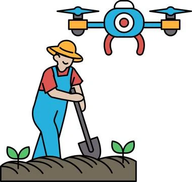 A man is digging a hole in the ground with a shovel Stock Illustration