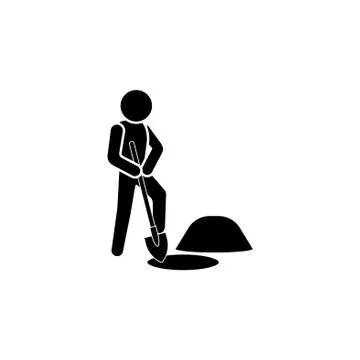 Man digging a pit icon. A man with a shovel icon Stock Illustration