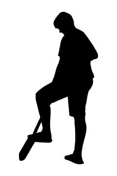 Man digging soil using shovel silhouette. Vector illustration Stock Illustration