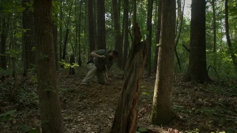 Man Digging for Treasure Stock-Footage 92146495