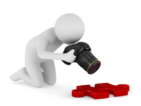 Man with digital camera on white background. Isolated 3D illustration Stock Illustration