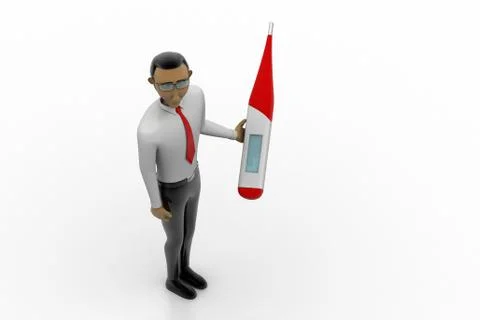 Man with digital thermometer Free Stock Illustration