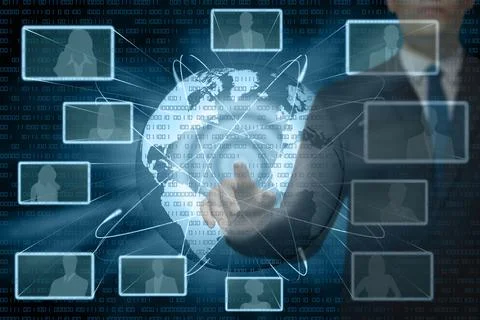 Man.  Digital world connection - 3D illustration. Stock Illustration