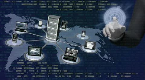 Man.  Digital world connection - 3D illustration. Stock Illustration