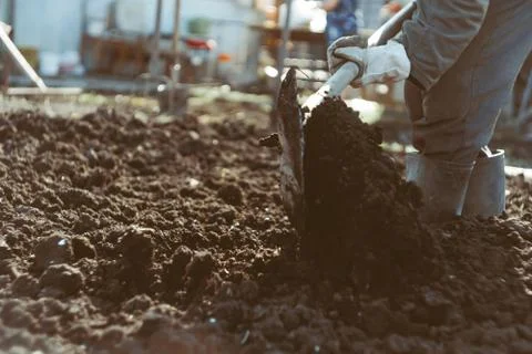 The man digs the garden Stock Photos