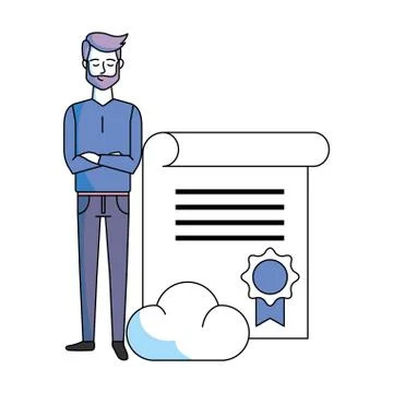 Man with diploma Illustrazione stock