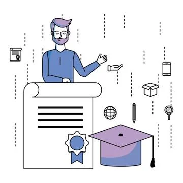 Man with diploma Illustrazione stock