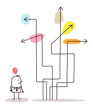 Man &amp; direction arrows Stock Illustration