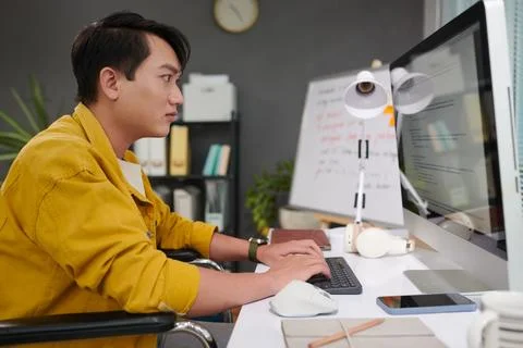 Man with Disability Working Foto stock
