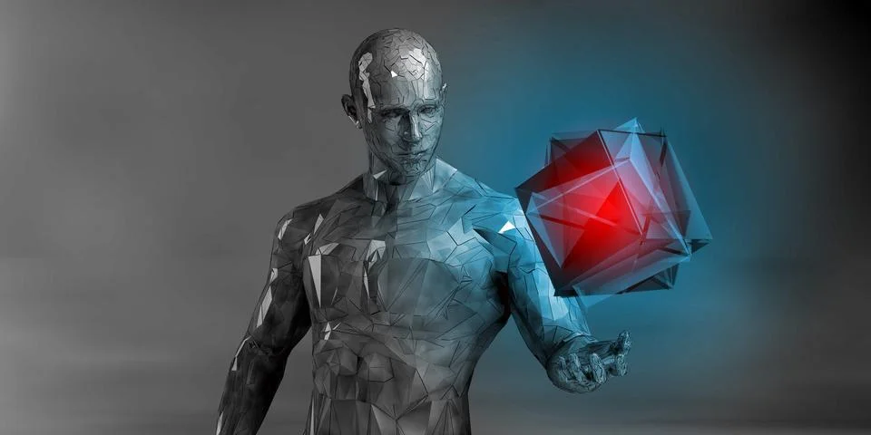Man Disconnecting From Virtual Technology Overload Completely 스톡 일러스트