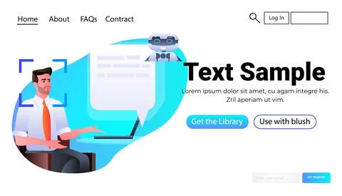 Man discussing with robot chatbot assistant detection and identification facial Illustrazione stock
