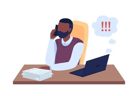 Man distracted from work semi flat color vector character Illustrazione stock