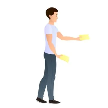 Man distributes leaflets Illustrazione stock
