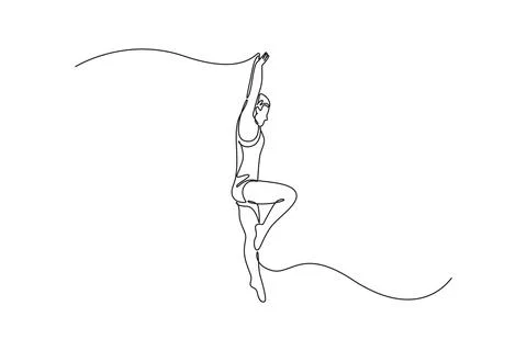 Man diving athlete jump mid-air, one-legged takeoff with arms extended Illustrazione stock