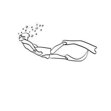 Man diving with snorkel illustration vector hand drawn isolated Stock Illustration