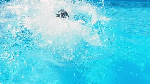 Man diving in swimming pool Stock Footage 64932897
