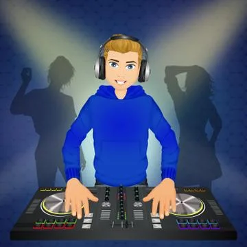 Man DJ at the console Stock Illustration