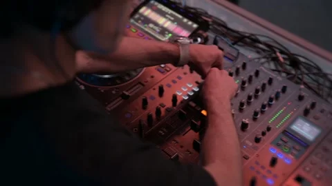Man Dj Hands On A Turntable View from the top Video stock 246239702
