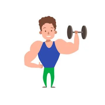 A man does a dumbbell deadlift in two steps, a male athlete does a sport for a Stock Illustration